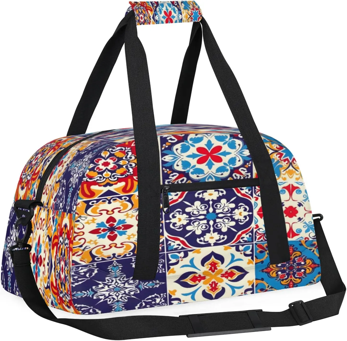 Mexican Talavera Tile Small Gym Bag 18 inch Carry On Duffel Bag for Weekender Travel Sports Workout Yoga Gymnastics Dance Ballet