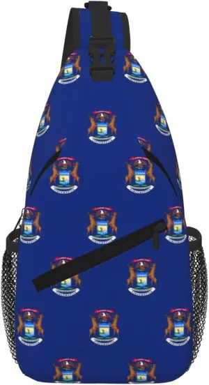 Michigan State Flag Men Casual Diagonal Chest Bag Cross Package Diagonally Women Travel Satchel Single Shoulder Bag