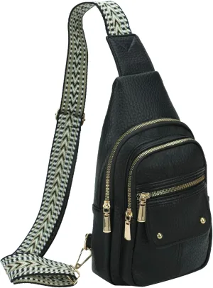 MICOM Sling Bag,Anti Theft Crossbody Packs for Women,Leather Sling Bag for Travel,Crossbody Purses with Adjustable Strap (Black)