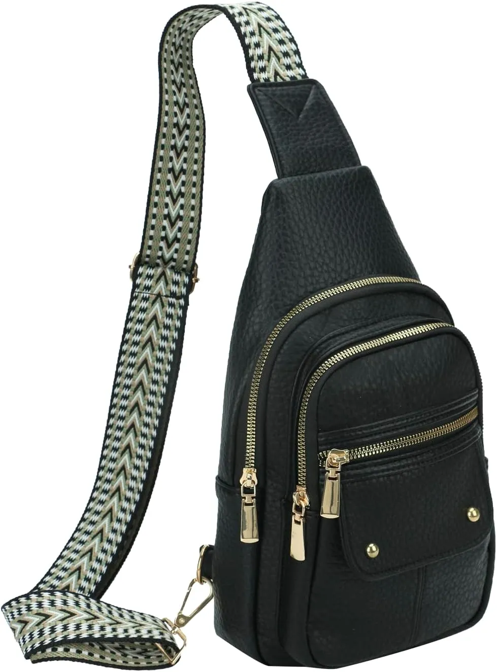 MICOM Sling Bag,Anti Theft Crossbody Packs for Women,Leather Sling Bag for Travel,Crossbody Purses with Adjustable Strap (Black)