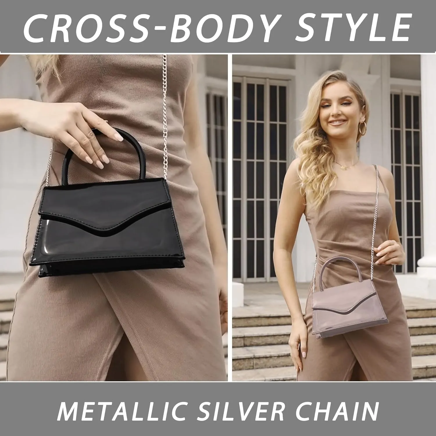 Milisente Women's Evening Bag Bridal Party Clutch Purses Cocktail Prom Handbags with Patent Leather