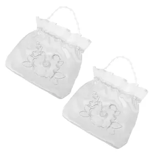 Milisten Luxury Bridal Handbags 2pcs Drawstring Wedding Favor Bags Bridal Pouches for Wedding Party Celebrations