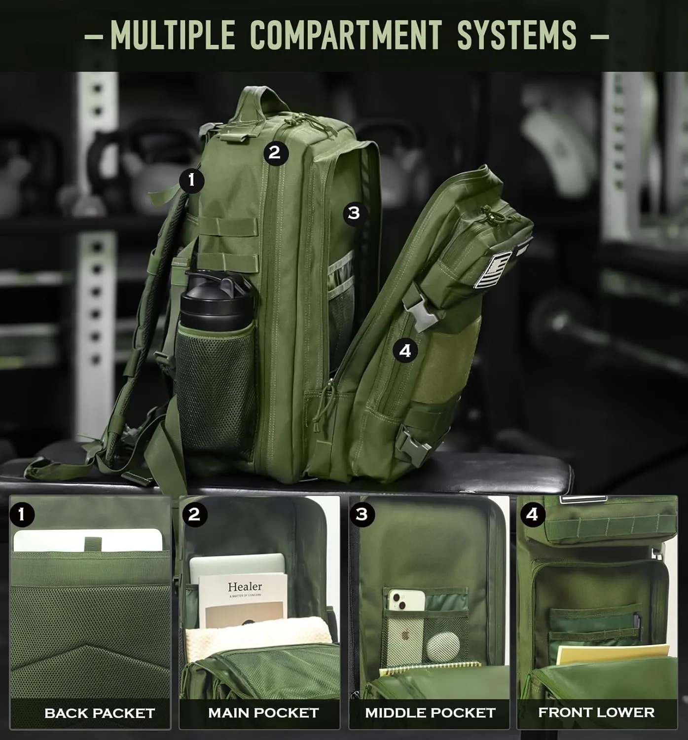 Military Tactical Backpack for Men 45L Molle Army 3 Days Assault Pack Bug Out Bag Water Resistant
