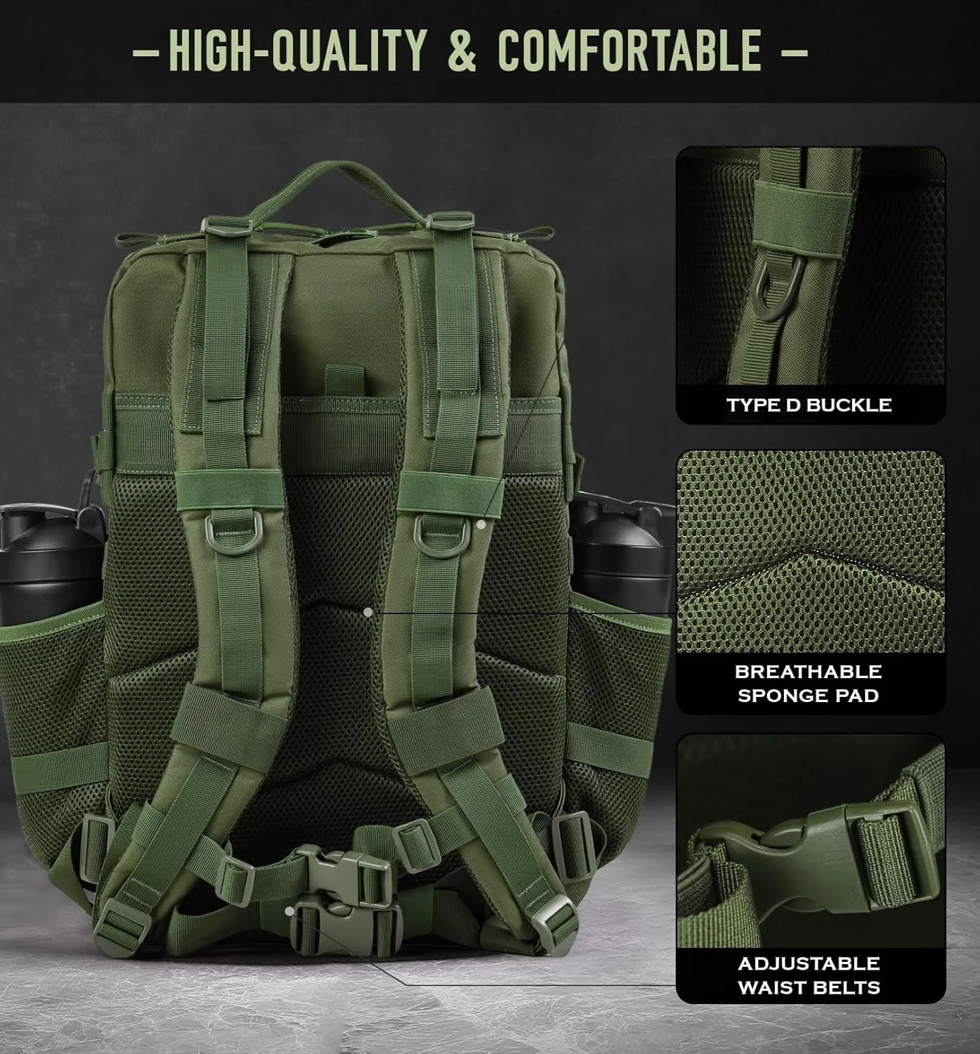 Military Tactical Backpack for Men 45L Molle Army 3 Days Assault Pack Bug Out Bag Water Resistant