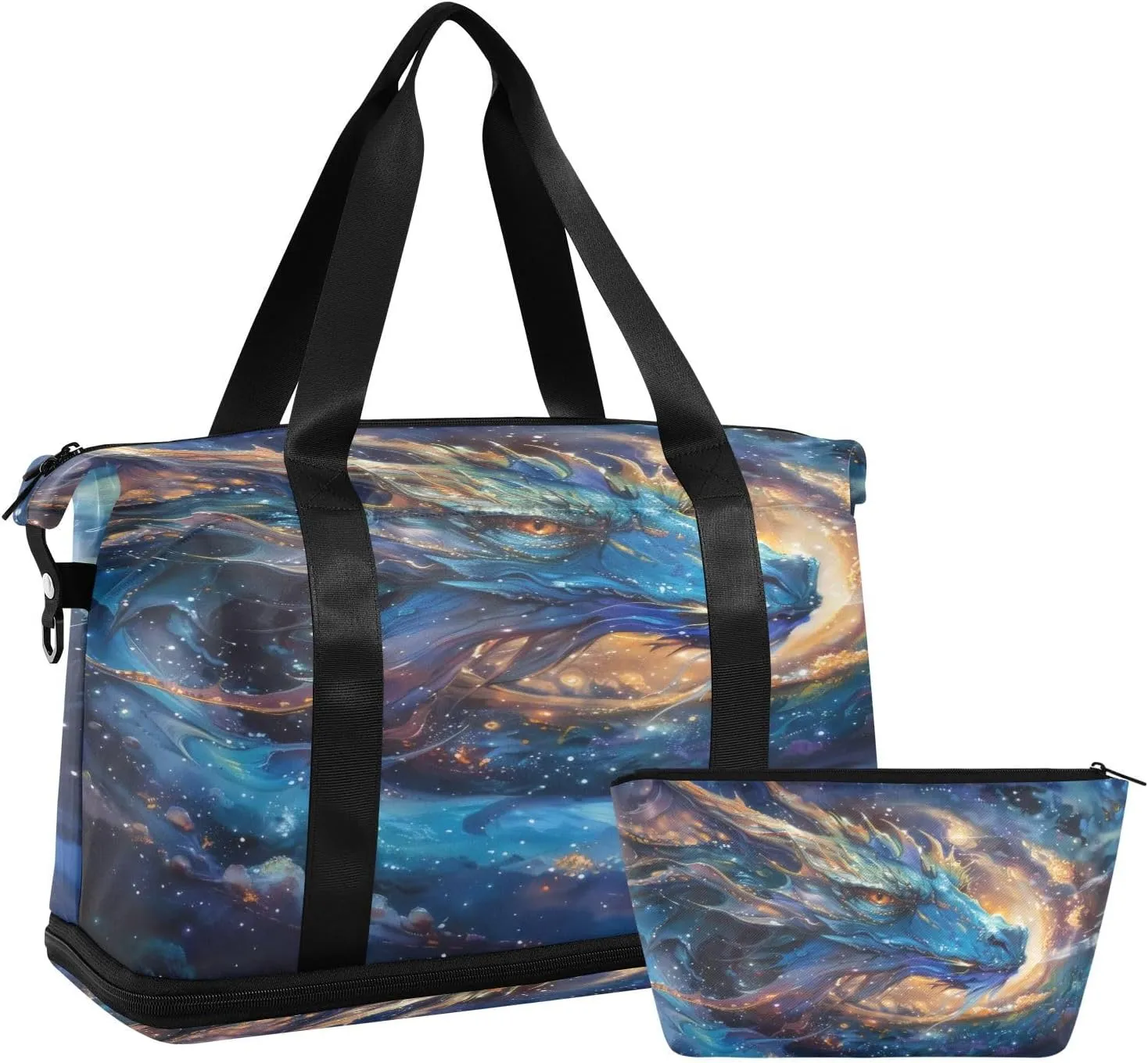 Milky Way Dragon Duffel Bag Lightweight Carry On Gym Bags for Travel and Weekends, Versatile Overnight Bag with Shoe Compartment
