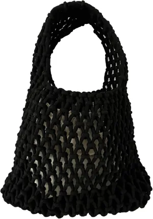 Mini Clutch Handbag Fishing Net Bucket Bag Cotton Rope Crochet Drawstring Woven Beach Bag Small Tote for Women Girls