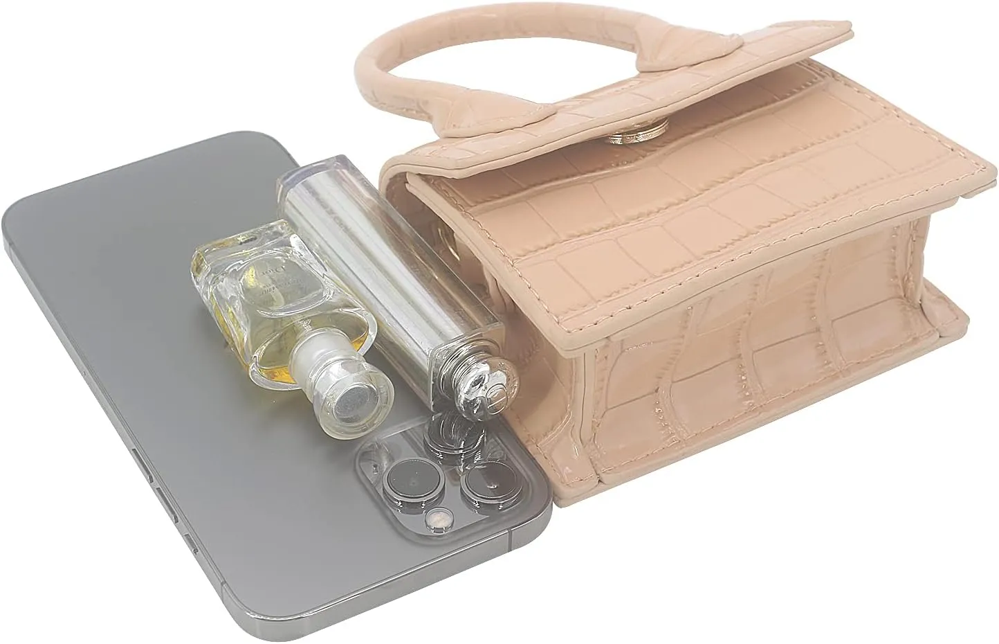 Mini Crossbody Bag for Women Girls Synthetic Leather Flap Purse Styling Top-Handle Clutch Handbag