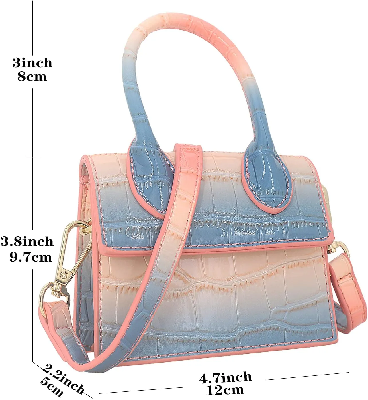 Mini Crossbody Bag for Women Girls Synthetic Leather Flap Purse Styling Top-Handle Clutch Handbag