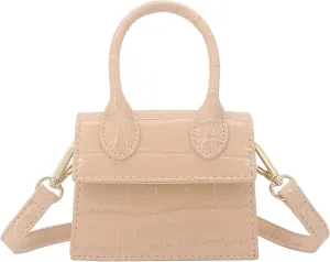 Mini Crossbody Bag for Women Girls Synthetic Leather Flap Purse Styling Top-Handle Clutch Handbag