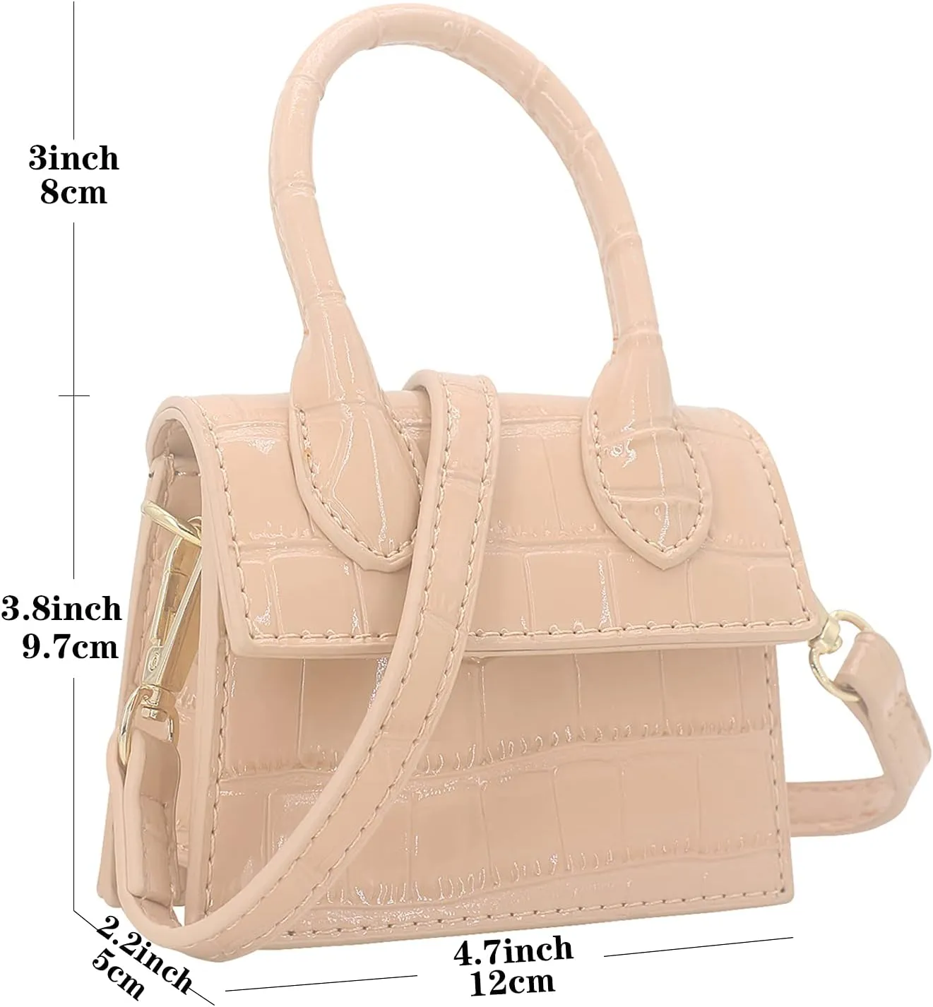 Mini Crossbody Bag for Women Girls Synthetic Leather Flap Purse Styling Top-Handle Clutch Handbag