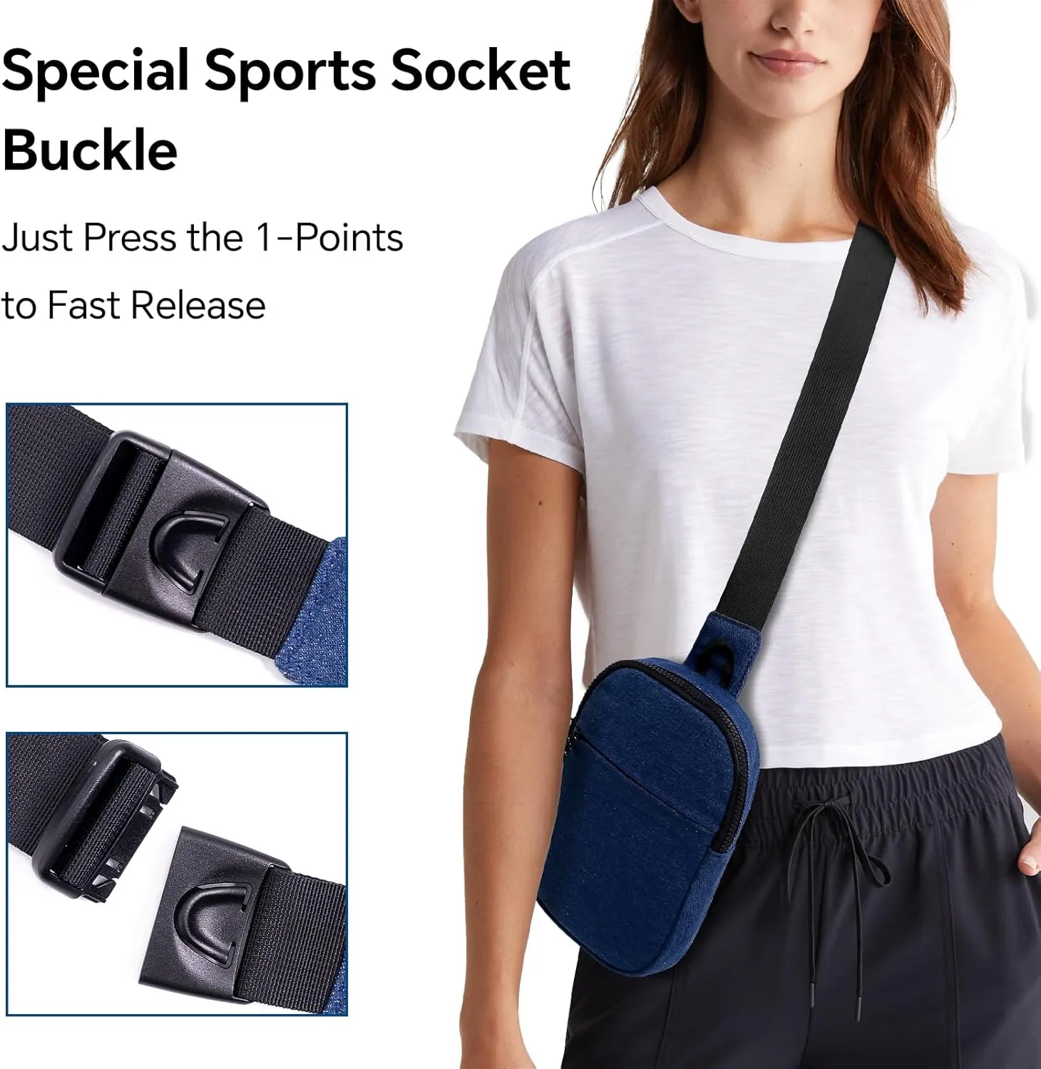 Mini Denim Crossbody Bag for Women Chest Sling Purses Lightweight Mens Shoulder Phone Bags Small Casual Front Pack