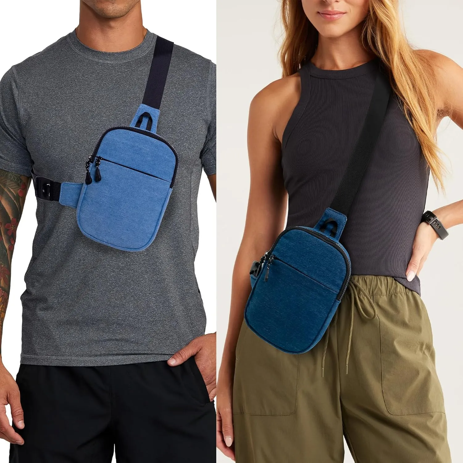 Mini Denim Crossbody Bag for Women Chest Sling Purses Lightweight Mens Shoulder Phone Bags Small Casual Front Pack