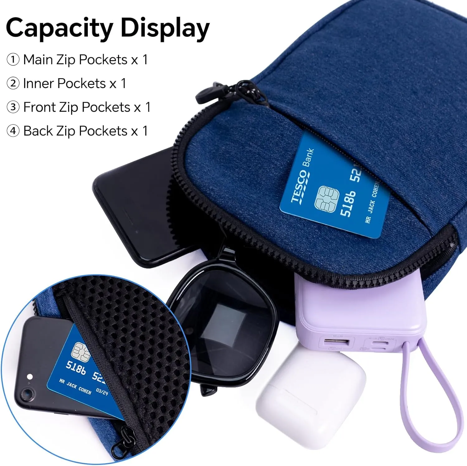 Mini Denim Crossbody Bag for Women Chest Sling Purses Lightweight Mens Shoulder Phone Bags Small Casual Front Pack