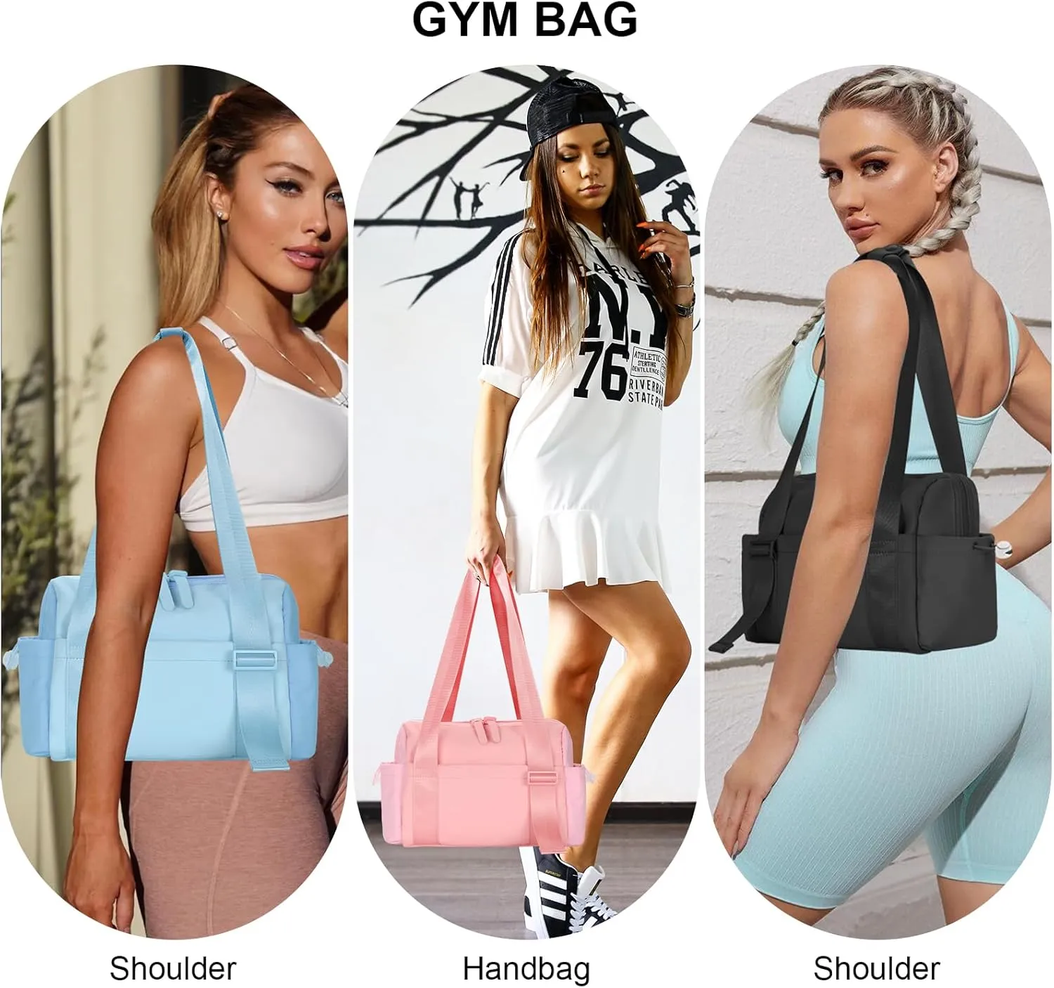 Mini Gym Bag for Women, Small Gym Bag Gym Tote Bag Waterproof Travel Duffel Bag with Wet Compartment, Cute Sports Bag Suitable for Traveling on Weekends (Pink)