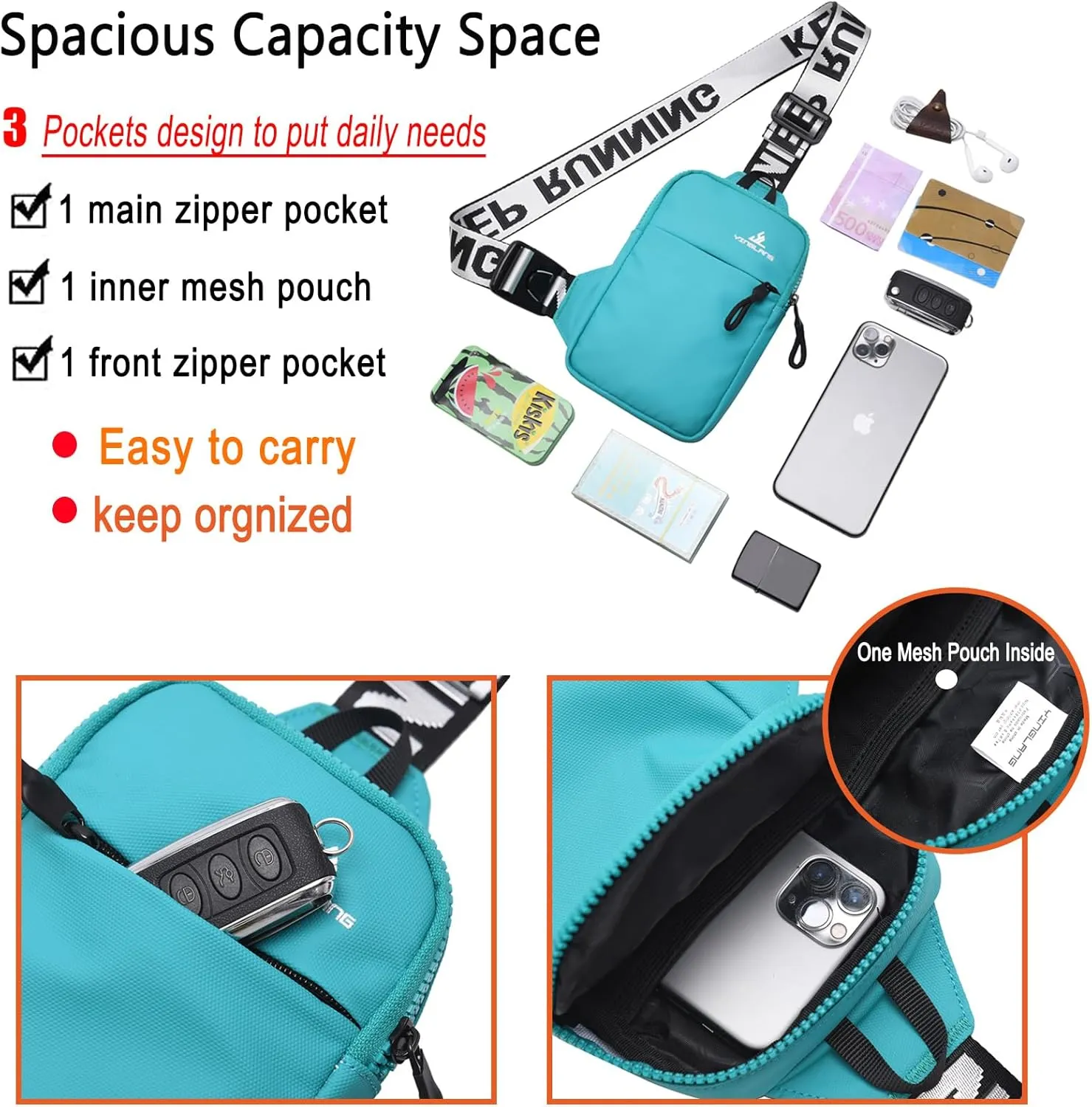 Mini Sling Bag for Women Men Small Crossbody Bag Shoulder Backpack Casual Phone Chest Bag Travel Personal Pocket Bag