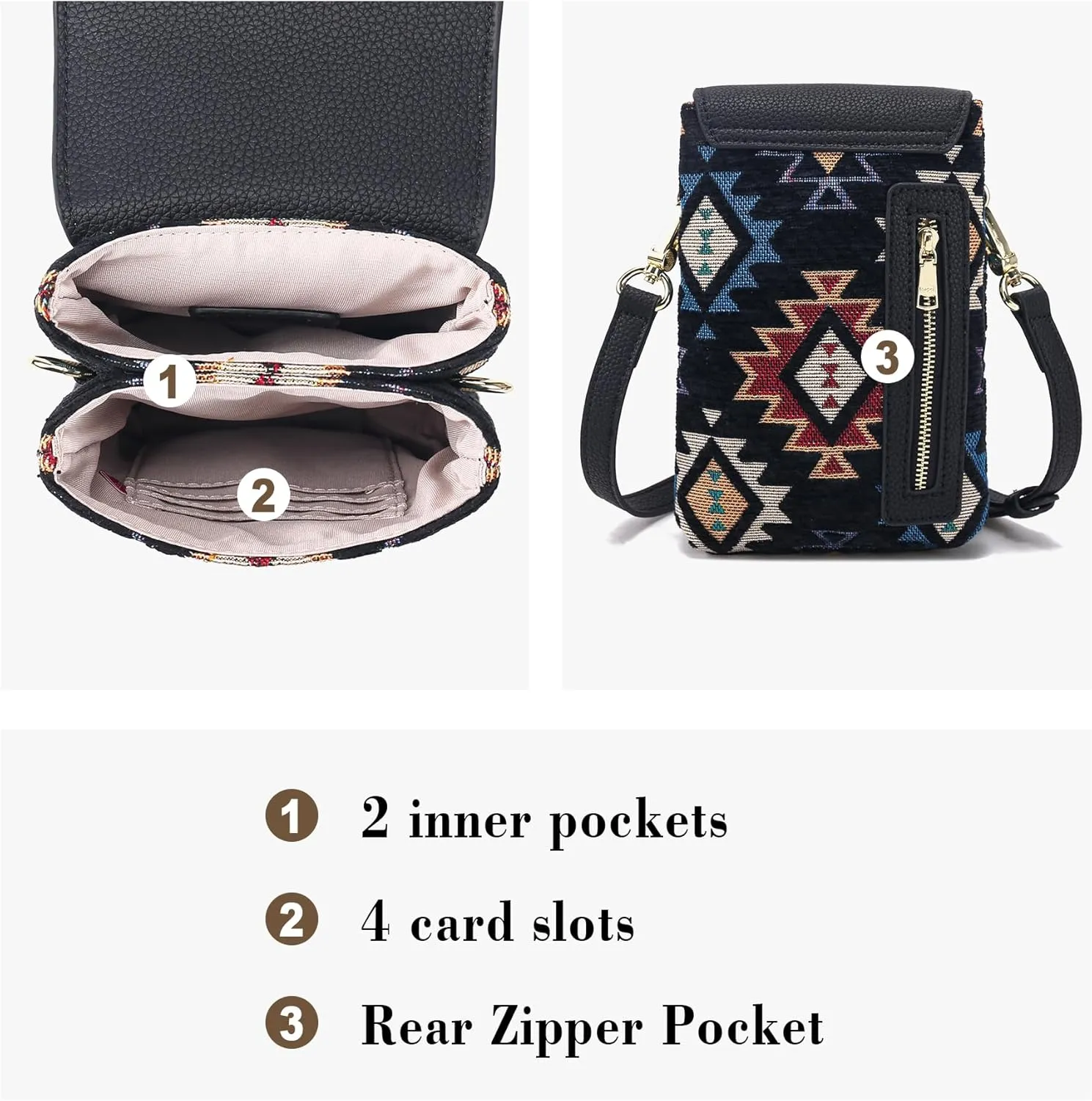 MINICAT Roomy Pockets Small Crossbody Bags Cell Phone Wallet Purses for Women