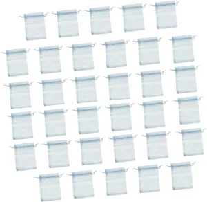 minkissy Organza Bags Present Set 50pcs 13x18cm Drawstring Bags for Wedding Party Retail Blue Jewelry Pouches