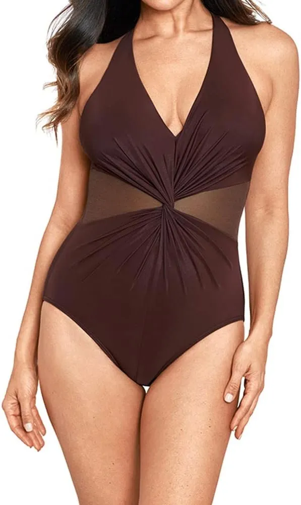 Miraclesuit Women's Swimwear Illusionist Wrapture Halter Soft Cup One Piece Swimsuit