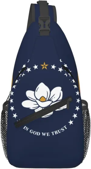 Mississippi State Flag Print Crossbody Sling Bag, Lightweight Shoulder Backpack Adjustable Outdoor Travel Cycling Bag
