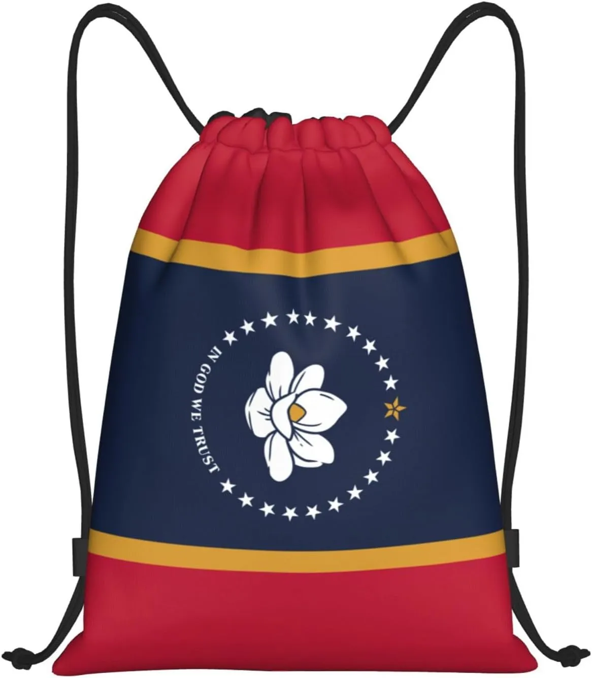 Mississippi State Flag print Drawstring Backpack Bags Sack Cinch Tote Sport Storage Polyester Bag for Gym Traveling