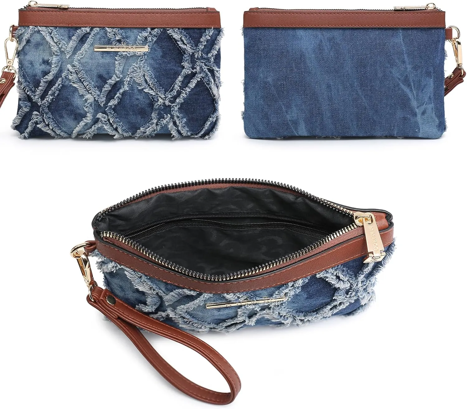 MKP Women Fashion Double Zipper Medium Backpack Purse PU Leather Ladies Travel Shoulder Bag Set 2Pcs