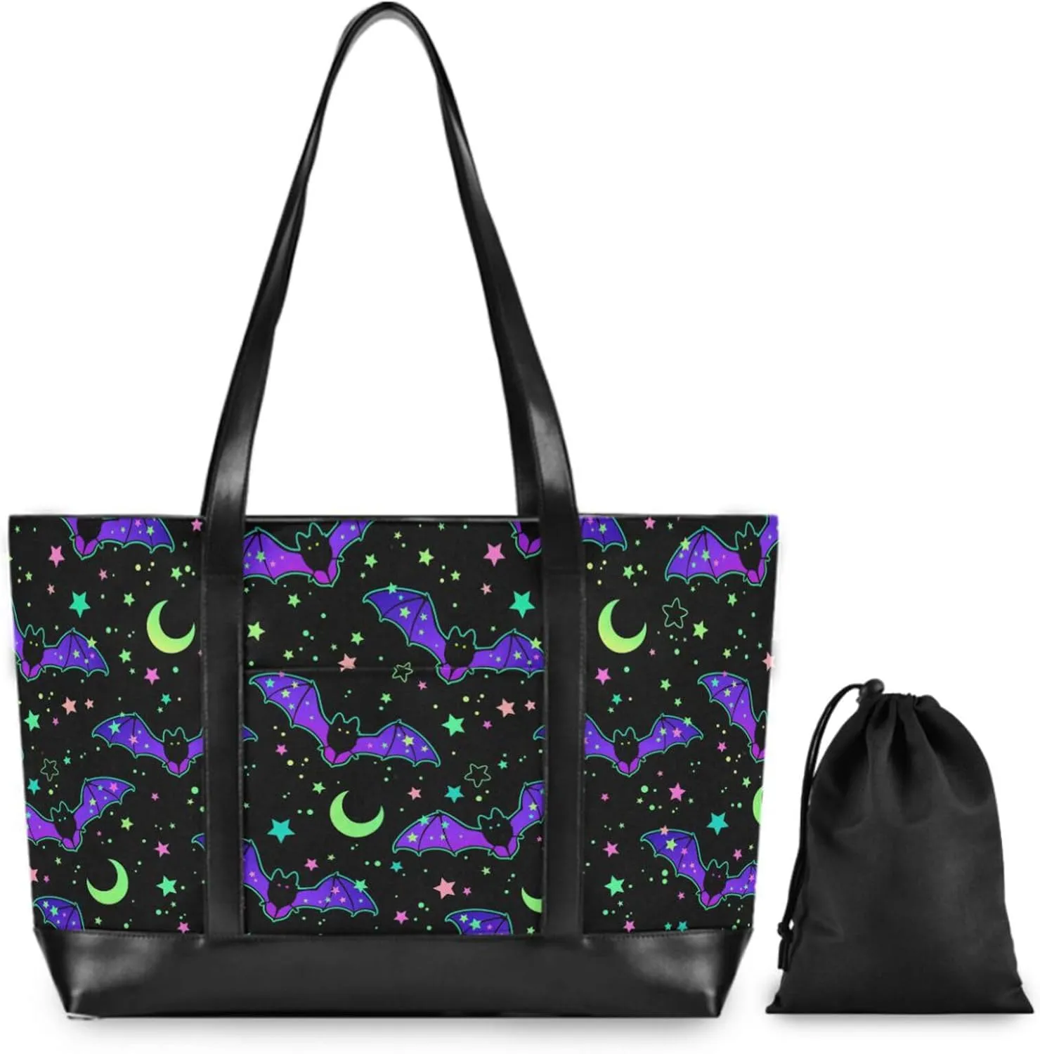MNSRUU Laptop Bag for Women, Goth Laptop Tote Bag Canvas Laptop Shoulder Bag Large Womens Teacher Handbag