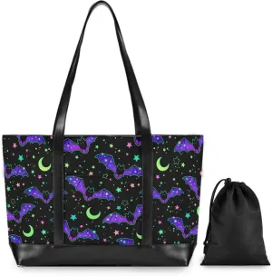 MNSRUU Laptop Bag for Women, Goth Laptop Tote Bag Canvas Laptop Shoulder Bag Large Womens Teacher Handbag