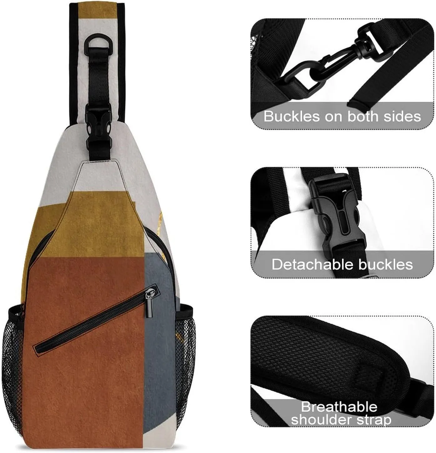 MoBlinko Crossbody Sling Bag for Women Men Adjustable Sling Backpack Boho Chest Bags Daypack for Gift