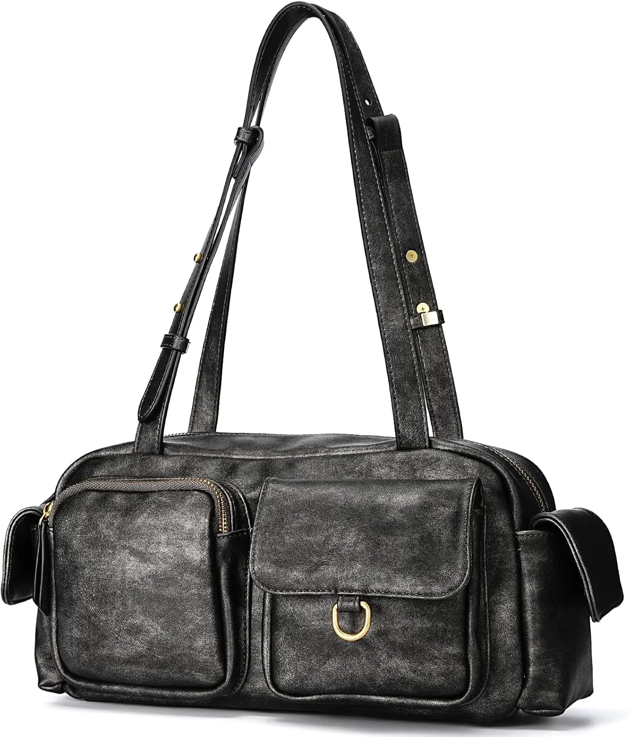 molshine Women's Shoulder Bags, Y2k Retro Hobo Clutch Purses, Multipocket Soft Punk Satchel Tote Handbags