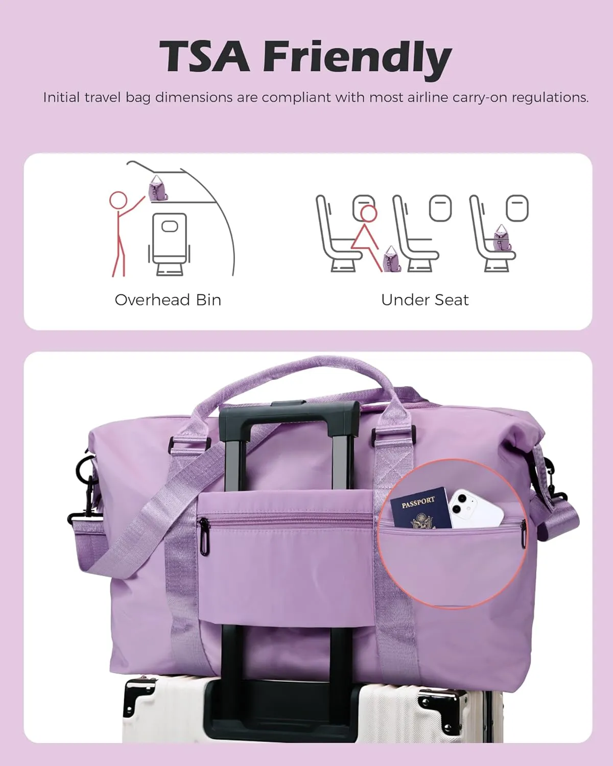 Mom Birthday Gift, Personalized Gifts, Initial Travel Duffel Bag, Personalized Weekender Bag,Monogram Overnight Bag, Personalized Gifts Friend Gifts Self Care Gifts for Women (Letter I)
