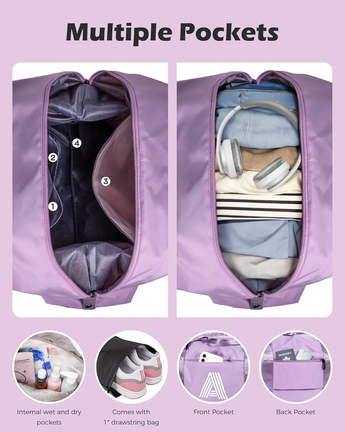 Mom Birthday Gift, Personalized Gifts, Initial Travel Duffel Bag, Personalized Weekender Bag,Monogram Overnight Bag, Personalized Gifts Friend Gifts Self Care Gifts for Women (Letter I)