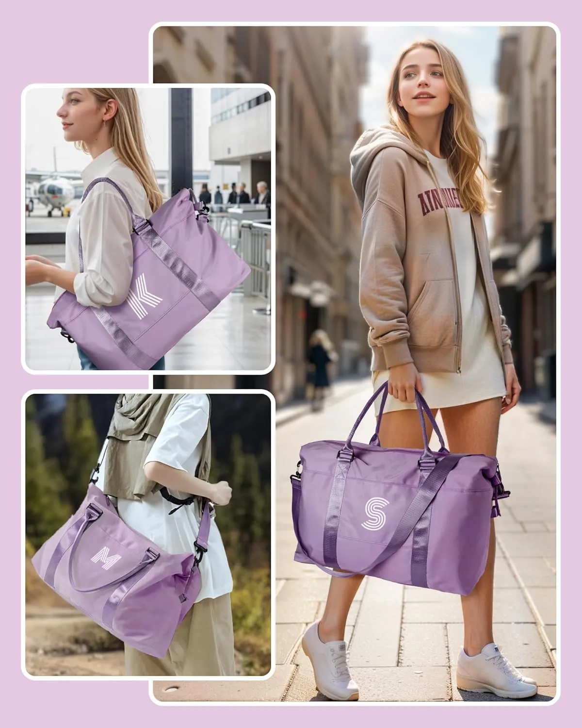 Mom Birthday Gift, Personalized Gifts, Initial Travel Duffel Bag, Personalized Weekender Bag,Monogram Overnight Bag, Personalized Gifts Friend Gifts Self Care Gifts for Women (Letter I)