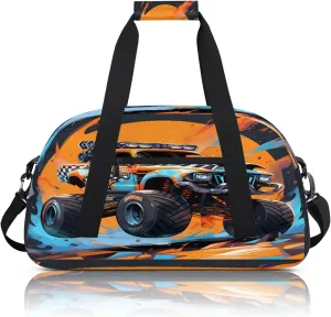 Monster Truck Small Gym Bag 18 inch Carry On Duffel Bag for Weekender Travel Sports Workout Yoga Gymnastics Dance Ballet