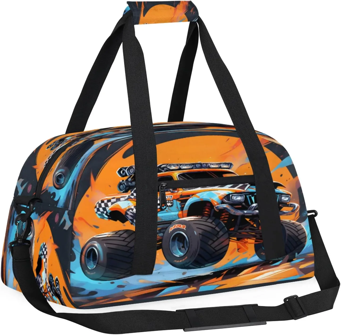 Monster Truck Small Gym Bag 18 inch Carry On Duffel Bag for Weekender Travel Sports Workout Yoga Gymnastics Dance Ballet