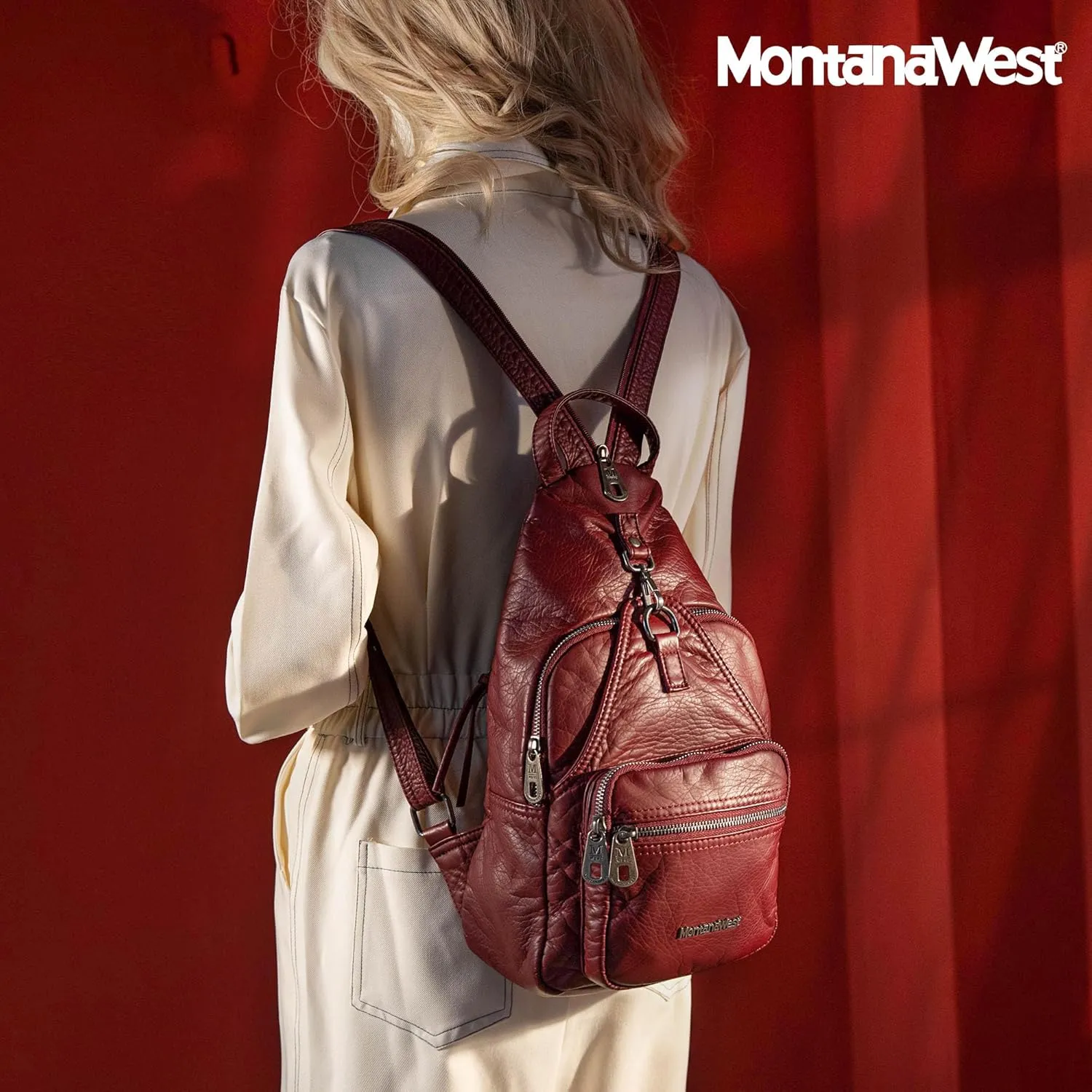 Montana West Convertible Backpack for Women Sling Bag with Vegan Leather Adjustable Sling Backpack Vintage Shoulder Purses for Women