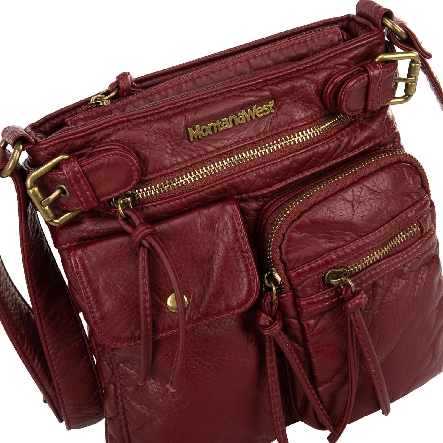 Montana West Crossbody Bag for Women Soft Washed Leather Multi Pocket crossbody handbags