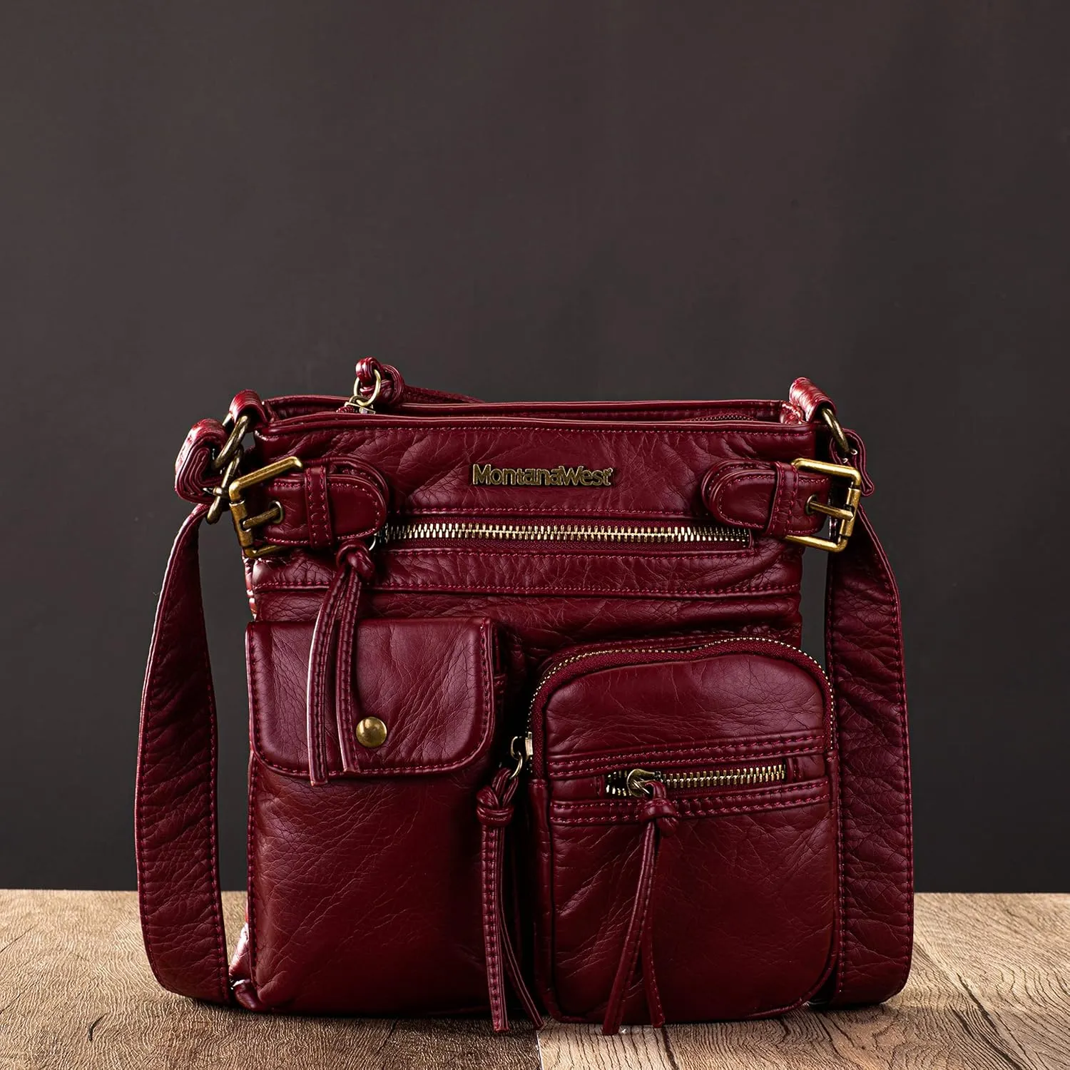 Montana West Crossbody Bag for Women Soft Washed Leather Multi Pocket crossbody handbags