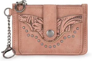 Montana West Slim Credit Card Holder for Women Rfid Blocking Western Card Cases & Money Organizers Bifold Small Card Wallets with Keychain and Smooth Metal Zipper, Minimalist & Compact Easy to Carry
