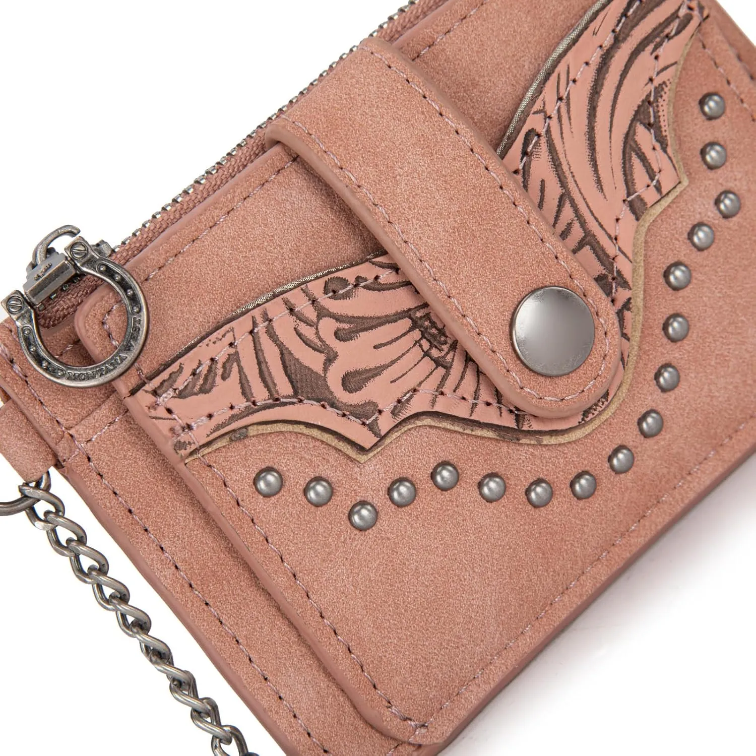 Montana West Slim Credit Card Holder for Women Rfid Blocking Western Card Cases & Money Organizers Bifold Small Card Wallets with Keychain and Smooth Metal Zipper, Minimalist & Compact Easy to Carry