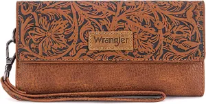 Montana West X Wrangler Western Wallets for Women Trifold Wristlet Wallets Large Capacity Women Clutch Wallet with Coin Purse