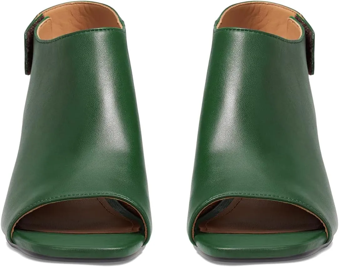MOOMMO Women Chunky Block Heel Booties Sandals Open Square Toe Cutout Ankle Boots Backless 2" Stacked Mid Heels Matte Sandal Bootie Dress Peep Toe Heeled Sandals Hook & Loop Vintage Comfort 4-11 M US