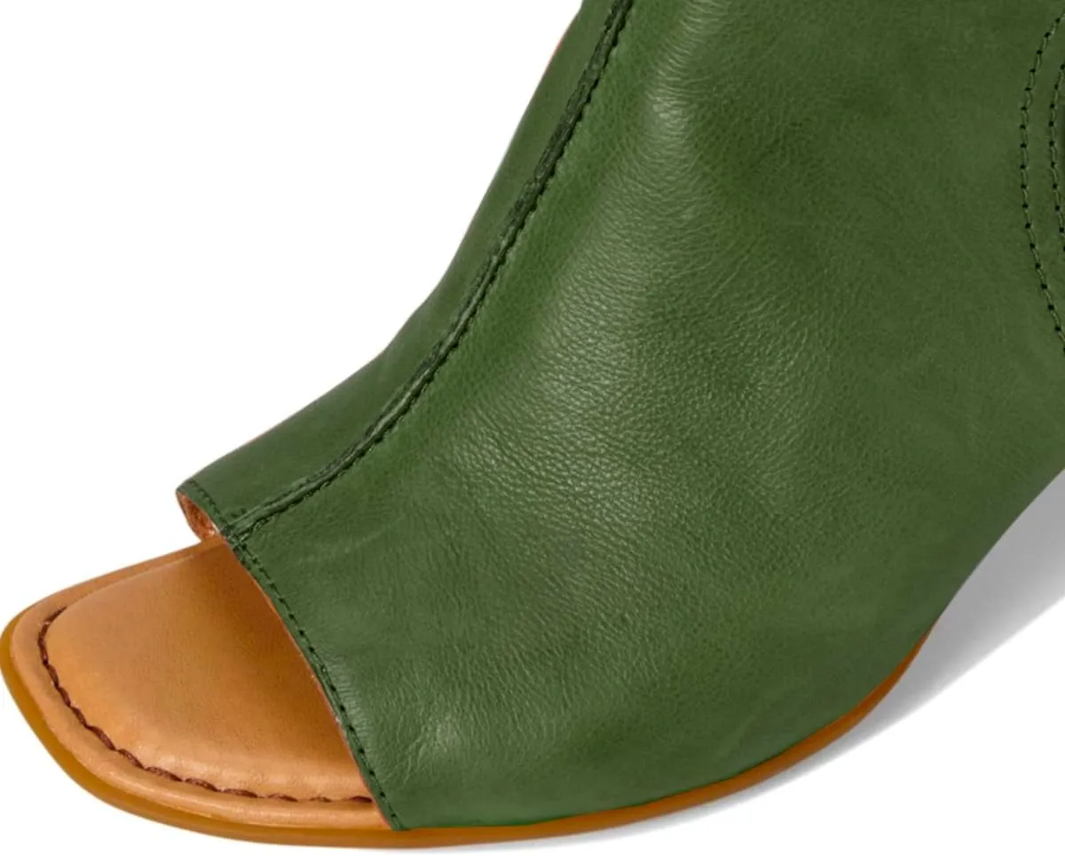 MOOMMO Women Chunky Stacked Heel Booties Sandals Suede Open Square Toe Cutout Ankle Boots Backless Mid Block Heels Slingback Sandals Buckle Ankle Strap Matte Peep Toe Summer Shoes Dressy 4-11 M US