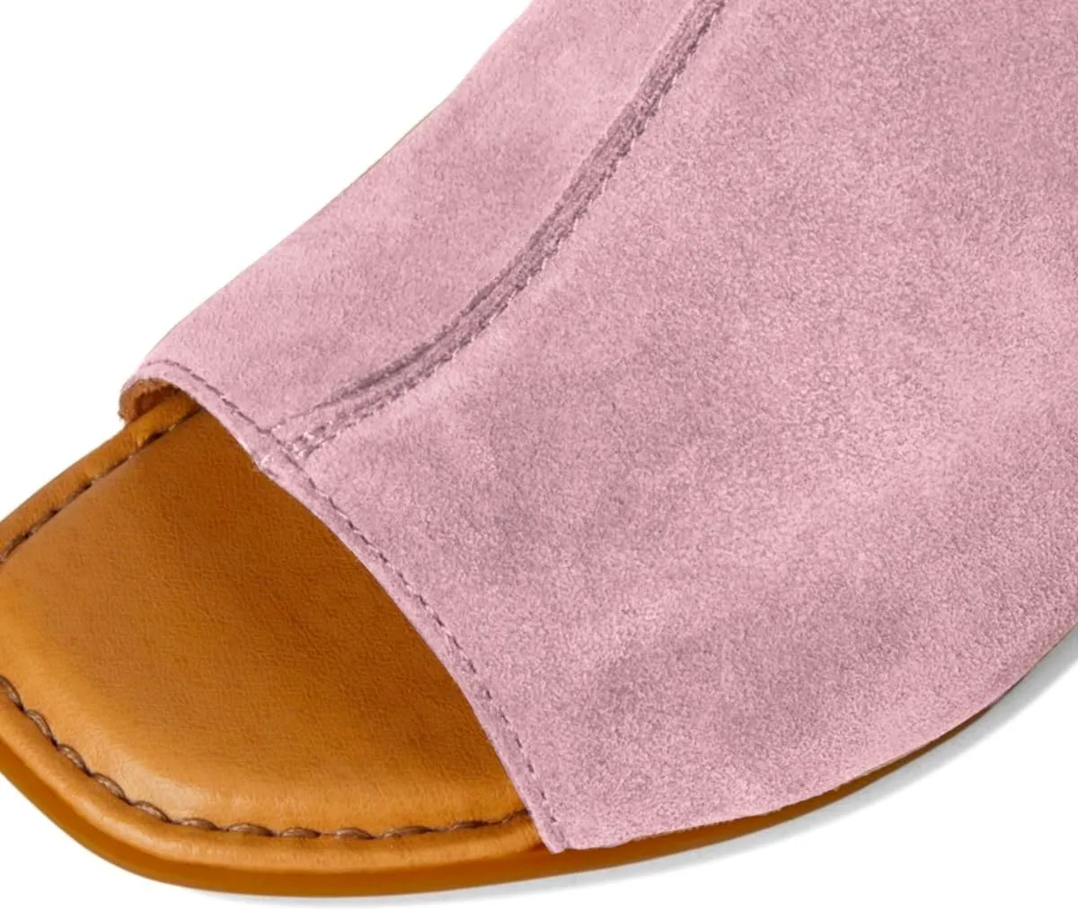 MOOMMO Women Chunky Stacked Heel Booties Sandals Suede Open Square Toe Cutout Ankle Boots Backless Mid Block Heels Slingback Sandals Buckle Ankle Strap Matte Peep Toe Summer Shoes Dressy 4-11 M US