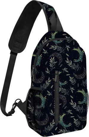 Moon Sling Bag Travel Sling Backpack Lightweight Chest Daypack with Adjustable Strap for Women Sports Running Hiking