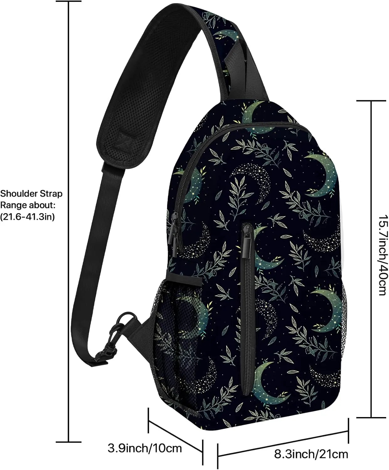 Moon Sling Bag Travel Sling Backpack Lightweight Chest Daypack with Adjustable Strap for Women Sports Running Hiking
