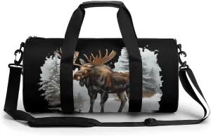 Moose Snows Winter Travel Duffel Bag Gym Bags Sports Tote Shoulder Weekender Handbag for Men Women