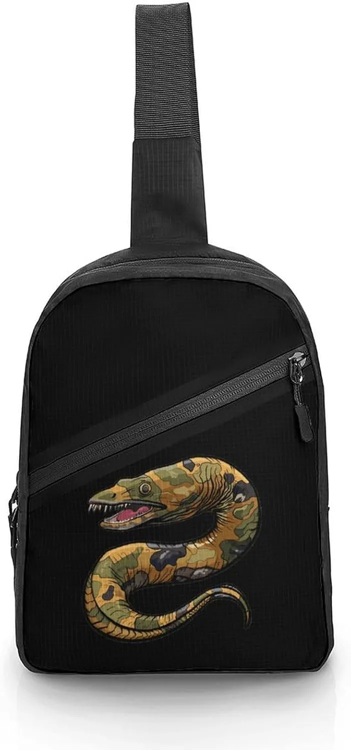 Moray Eel Camouflage Sling Backpack Crossbody Shoulder Bag Casual Chest Bag Travel Hiking Daypack