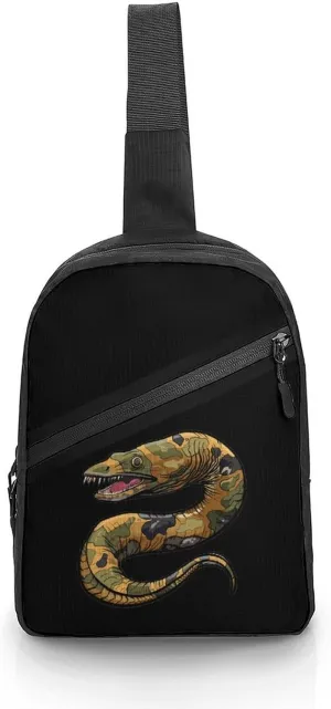 Moray Eel Camouflage Sling Backpack Crossbody Shoulder Bag Casual Chest Bag Travel Hiking Daypack