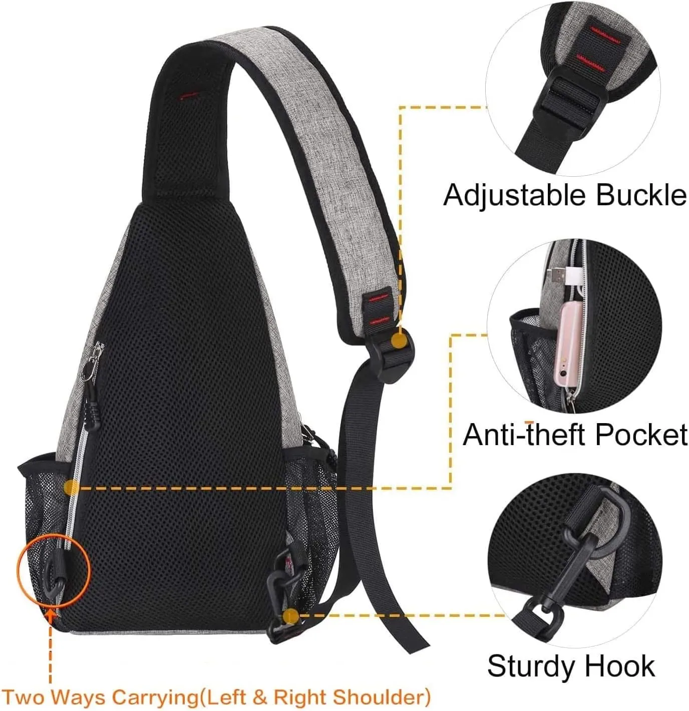 MOSISO Mini Sling Backpack,Small Hiking Daypack Travel Outdoor Casual Sports Bag