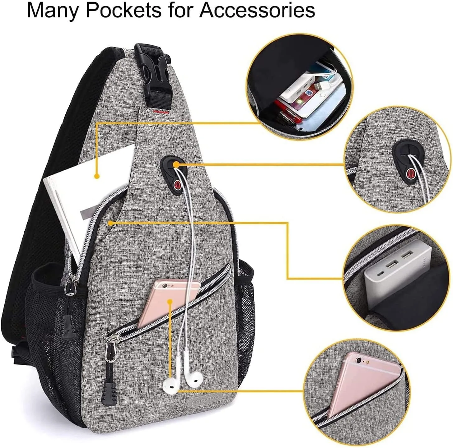 MOSISO Mini Sling Backpack,Small Hiking Daypack Travel Outdoor Casual Sports Bag